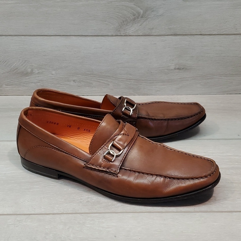 Santoni Mens Leather Oxford 42080 Loafer Dress shoes sz 11.5D Italy